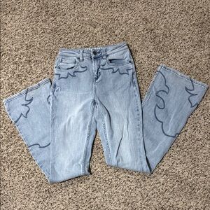 Idyllwind Light Blue Flare Jeans with Dark Blue Stitching